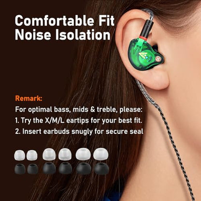 Audiovance Vibes 202ML HiFi Wired Earbuds for iPhone 14/13/12/11/X, Pro Max - color: 6-Green