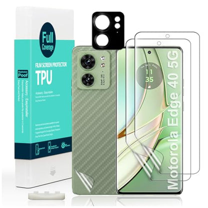 Ibywind 2 Pcs Screen Protector For Motorola Edge 40 5G 6.55",Flexible TPU Film,With 1Pc Camera Lens Protector,1Pc Back Film,Bubble Free[Easy to install] - size: Motorola Edge 40