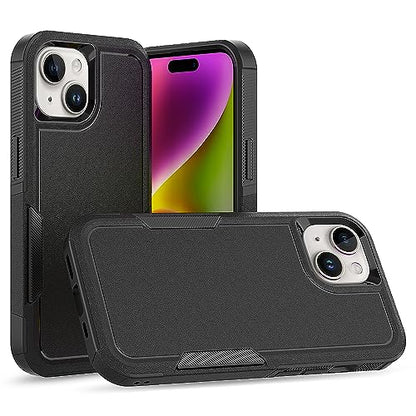 Heavy‑Duty Rugged Anti‑Drop Shockproof Protective Phone Case for iPhone 15, Durable Protective Shell, Black - color: Black, size: iPhone 15