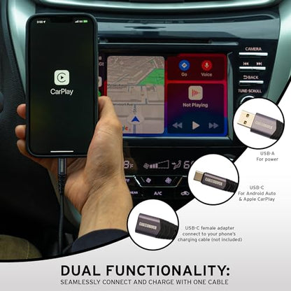 12V Fast Dual-Port Cigarette Lighter USB Car Charger Kit, USB-C & A, Black