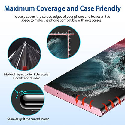 for Samsung Galaxy S22 Ultra Privacy Screen Protector, Anti-Spy Flexible TPU Film [2 Pack], Support Fingerprint Unlock, Positioning Tool, Full Coverage, Case Friendly, Self-healing - size: Samsung Galaxy S22 Ultra