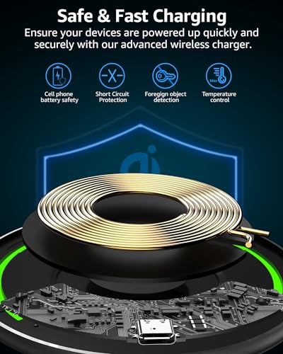 TOZO W1 Max 15W Fast Wireless Charger, Anti-Slip, Sleep-Friendly - color: Ink Black
