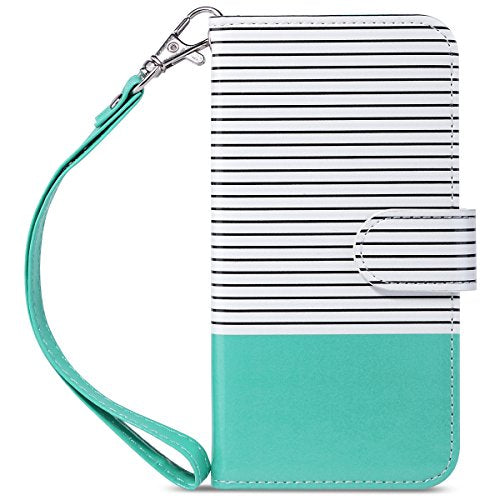 ULAK for iPhone SE 3(2022)/SE(2020)/8/7 Wallet Case Card Holder, Minimal | Premium PU Leather Flip Case with Kickstand Card Slots [RFID Blocking] Wrist Strap, Durable Shockproof Cover 4.7 Inch - color: Minimal