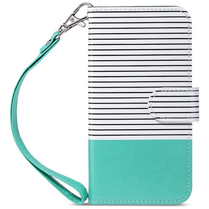 ULAK for iPhone SE 3(2022)/SE(2020)/8/7 Wallet Case Card Holder, Minimal | Premium PU Leather Flip Case with Kickstand Card Slots [RFID Blocking] Wrist Strap, Durable Shockproof Cover 4.7 Inch - color: Minimal