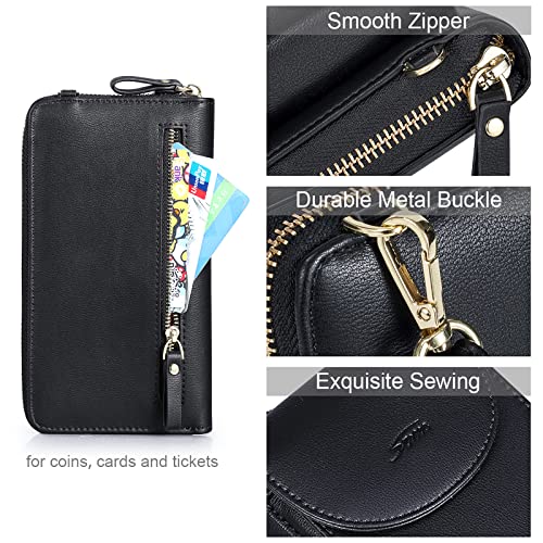 S-ZONE Small Crossbody Bags for Women Phone Purse RFID Blocking Wallet | Card Slots, Vegan Leather, Anti-theft, Multi Pockets, Detachable Adjustable Strap, Travel Eveyday Outing - color: A-black