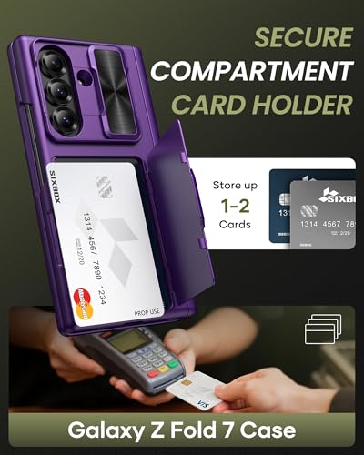 for Samsung Galaxy Z Fold 7 Case, Card Holder & Stand, Dark Purple - color: Dark Purple-Z