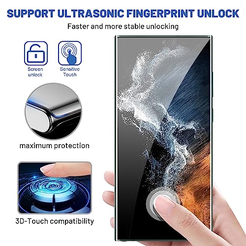 Samcorn 3 Pack Galaxy S22 Ultra Screen Protector, HD Clear Tempered Glass, Fingerprint Unlock, 3D Curved, Scratch Resistant, No Bubble for Samsung Galaxy S22 Ultra 5G Glass Screen Protector