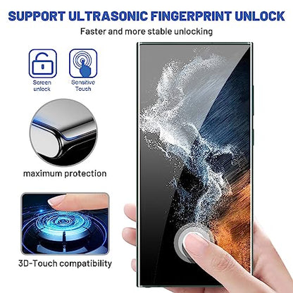 Samcorn 3 Pack Galaxy S22 Ultra Screen Protector, HD Clear Tempered Glass, Fingerprint Unlock, 3D Curved, Scratch Resistant, No Bubble for Samsung Galaxy S22 Ultra 5G Glass Screen Protector