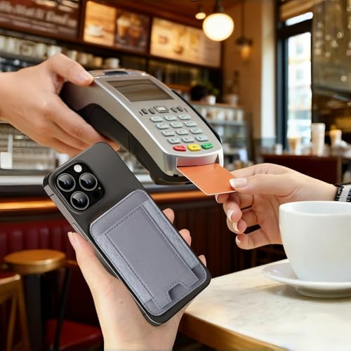 7 Cards Holder for MagSafe Wallet, Stronger Magnetic Wallet RFID Blocking for iPhone 17/16/15/14/13/12 and Pro Promax Series - color: Grey elastic wallet