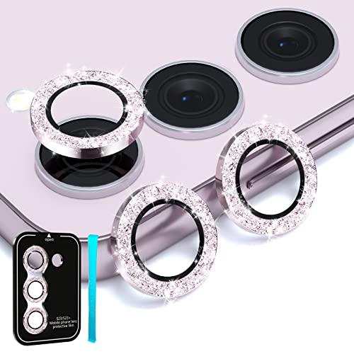imluckies Glitter Camera Lens Protector for Sansung Galaxy S24 & S23 & S23+ Plus, Bling HD Tempered Glass Aluminum Alloy Ring, Back Screen Camera Cover Film [NOT for S24+] 5G 2024, Purple Diamond - color: Bling Purple