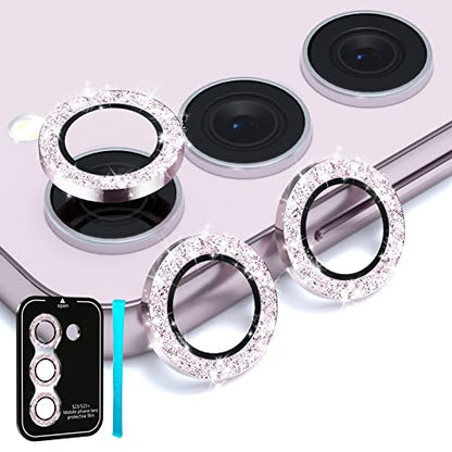imluckies Glitter Camera Lens Protector for Sansung Galaxy S24 & S23 & S23+ Plus, Bling HD Tempered Glass Aluminum Alloy Ring, Back Screen Camera Cover Film [NOT for S24+] 5G 2024, Purple Diamond - color: Bling Purple