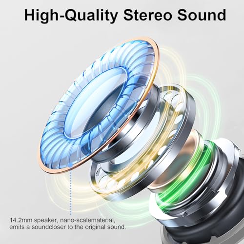 Wireless Headphones, 2026 Bass-3.0 Bluetooth 5.4 Earbuds 3D-Stereo Ear Buds, 4 ENC Noise Cancelling Mic, 40+Hrs USB-C in-Ear Earphones, IP-X7 Waterproof Sport Workout Gym for Laptop Pad Android iOS - color: Marble Gray