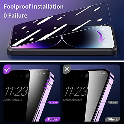 Fotbor Privacy Screen Protector for iPhone 14 Pro Max with Camera Lens Protector [3+3 Pack], with Easy Installation Kit, Anti Spy Private Full Coverage Tempered Glass Film 6.7 Inch, Bubble Free - size: iPhone 14 Pro Max-6.7 inch
