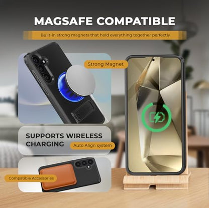 MOTIVE for Samsung Galaxy S24 Plus Case with Belt Clip and Stand | 6.7" | Case & Holster, MagSafe compatible, built-in Kickstand Horizontal, 360° rotating belt clip, slim low-profile fit - size: s24 Plus