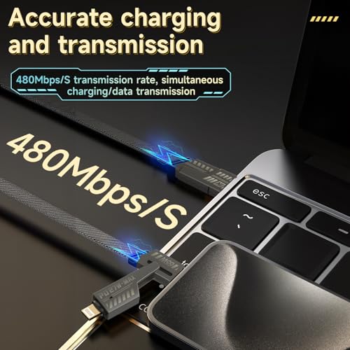 4-in-1 Charging Cable Fast Charging 65W (3Pack 3.3FT), USB C Lightning Charger Cord for iPhone 17/16/15/14/13 Series/Pad/Android/Tablets and Supports CarPlay and Data Transfer