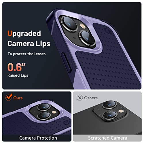 Designed for iPhone 14 Case iPhone 13 Case 2 in 1 Gift Militay Grade Drop Protective Rugged Heavy Duty Cover Shockproof Case for iPhone 14 Phone Case for Women Men boy Girl (Purple+Blue) - color: Purple+Blue