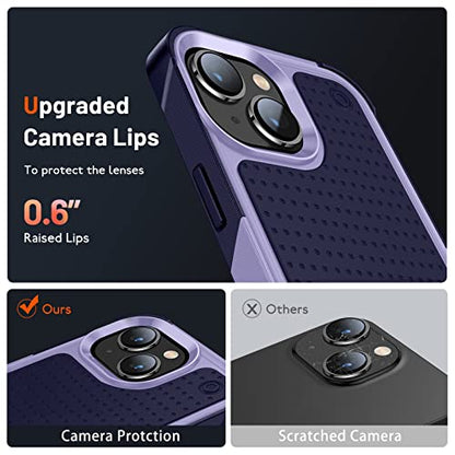Designed for iPhone 14 Case iPhone 13 Case 2 in 1 Gift Militay Grade Drop Protective Rugged Heavy Duty Cover Shockproof Case for iPhone 14 Phone Case for Women Men boy Girl (Purple+Blue) - color: Purple+Blue