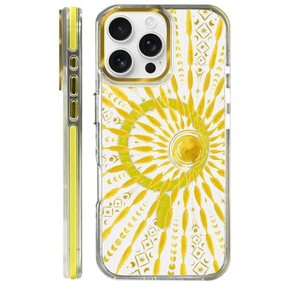 VisEnt Clear Case for iPhone 16 ProMax, Magnetic Phone Case, Transparent Slim Cover, Military Grade Protection, Shockproof, Anti-Yellowing, Scratch Resistant, Folk Gold Sun - color: Folk Gold Sun, size: Iphone 16 Pro Max