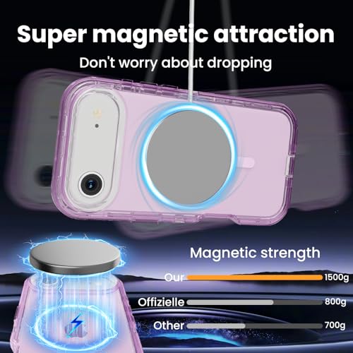 Follaroma Magnetic for iPhone 17 Air Case, Heavy Duty Phone Cases, Purple | Compatible with MagSafe, Heavy Duty Shock proof Protection, Military-Grade Anti-Drop, Dual Layer Transparent Protective Cover - color: Purple, size: iPhone 17 Air 6.5''