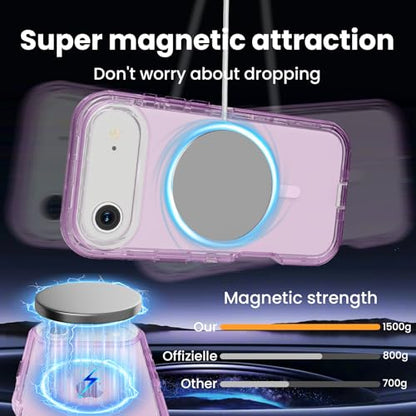 Follaroma Magnetic for iPhone 17 Air Case, Heavy Duty Phone Cases, Purple | Compatible with MagSafe, Heavy Duty Shock proof Protection, Military-Grade Anti-Drop, Dual Layer Transparent Protective Cover - color: Purple, size: iPhone 17 Air 6.5''