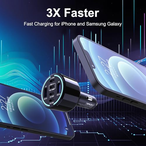 CHIPOFY 300W USB C Car Charger, 6 Ports (4 USB C + 2 USB A)