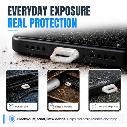 USB C Dust Plugs 10 Pack with Easy Grip Tabs and Cleaning Brush, Clear - color: Clear, size: 10 Pack