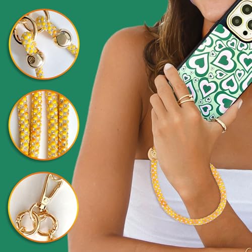 Crystal Phone Strap Crossbody and Wrist Lanyard, Anti Theft Layered & Wrist Strap Cell Phone Neck for Women - color: Orange