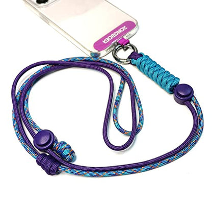 Phone Lanyard Crossbody, Anti Theft Phone Strap Adjustable Neck - color: Purple Blue