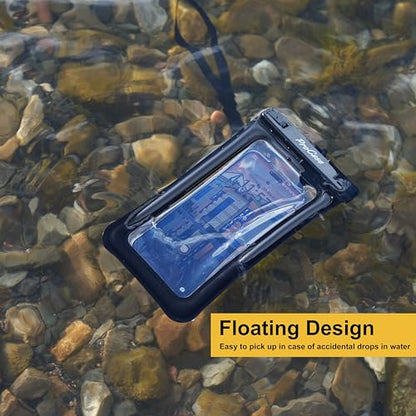 ProCase 2 Pack Floating Waterproof Phone Pouch, IPX8 Dry Bag for 7" Phones | Fits iPhone 17/16/15/14, Galaxy S24/S23 & Pixel 8/7. Touchscreen Waterproof Pouch for Swimming, Diving & Snow -Black - color: Black