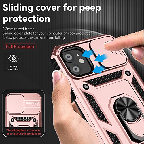 for iPhone 11 Case,with Screen Protectors and Camera Cover,[Military Grade] 16ft.Drop Tested Cover with Magnetic Kickstand Protective Case for iPhone 11 6.1 inch, Rose Gold - color: Rose Gold
