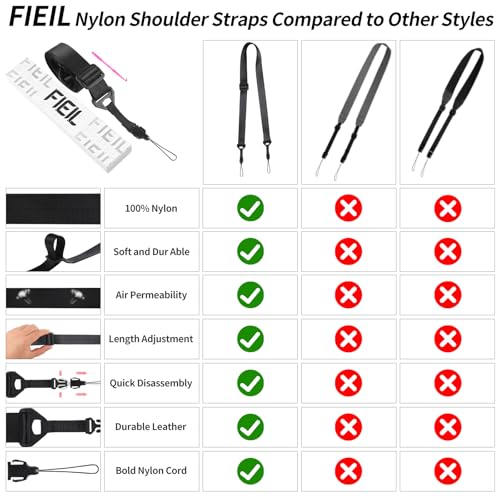 FIEIL 5 Pack Replacement Nylon Neck Lanyard, Universal Shoulder Strap Replacement Nylon Neck Lanyard, Comfortable Adjustable Shoulder Strap for iPad, Camera, Crossbody Bag, Binocular, Tablet - size: 5 Pack Black Thin Rope