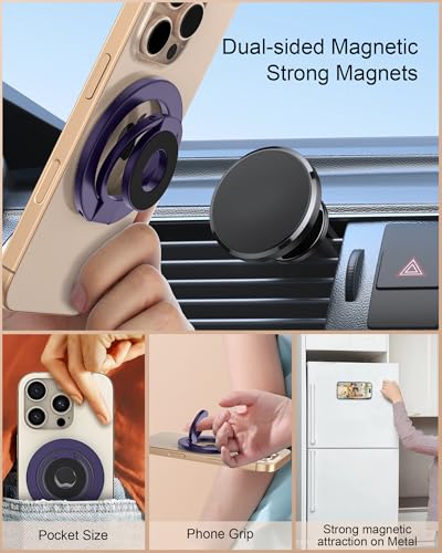 Magnetic Phone Ring Holder Grip, Foldable MagSafe Grip Stand for iPhone 17e - color: Purple