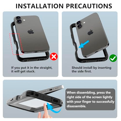 Waterproof Clear Case for iPhone16 Plus, IP68 Magnetic DropProof, BlackSide - size: iPhone 16 Plus 6.7 inch
