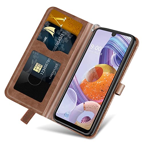 LG Stylo 6 Wallet Case with Card Holder/Slot,PU Leather Flip Folio Shell [Magnetic Closure][Wrist Strap][Kickstand] Shockproof Cover Fit LG Stylo 6(6.8''),Brown - color: Brown, size: LG Stylo 6