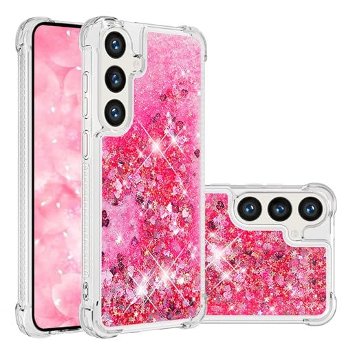 LEMAXELERS for Samsung Galaxy S26 Bling Glitter Case. YBL Rose | Cute Floating Quicksand Shockproof Protective, Sparkle Soft TPU for Women Girls Phone Cover for Galaxy S26 - color: Love-4, size: S26