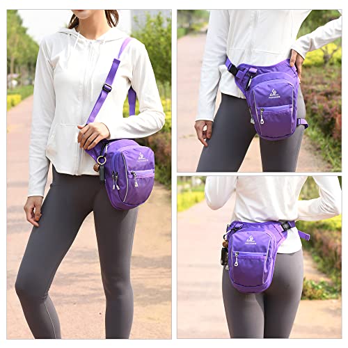 Peicees Motorcycle Leg Bag for Men Womens Thigh Bag, Expandable - color: Purple