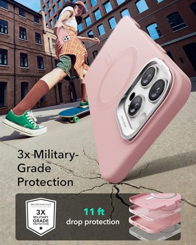 ESR for iPhone 16 Pro Case with Stand for MagSafe, Silicone, Pink | Silicone Phone Case, Compatible with MagSafe, Military-Grade Drop Protection, Slim - color: Pink