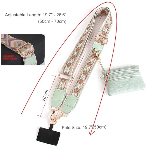 Phone Lanyard Crossbody with Zipper Pouch, Adjustable Phone Strap with Detachable Wallet/Wrist, Holds Multiple Cards & Cash, Clip and Go Strap Women/Teacher Gift for All Phone, Green - color: Green