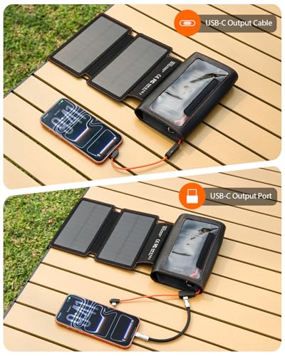 BLAVOR Portable Foldable Solar Charging Pack 10W, Built-in Charging Cable - color: Black