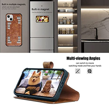 Leather case Compatible with iPhone 13 pro Max Wallet 6.7" Brown | Genuine Leather 2in-1 Magnetic Detachable Shockproof Case,Flip Folio Cover with Card Slot,Wireless Charging RFID Blocking - color: Brown, size: 6.7"-13 Pro Max