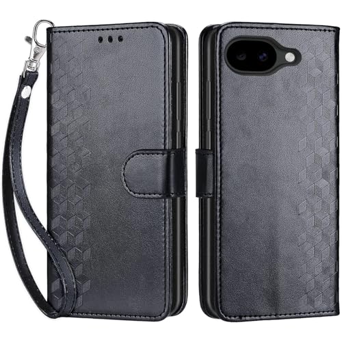 for Google Pixel 10a Wallet case, Black-Cube | 3 Card Holders, Kickstand, Shockproof TPU Shell, PU Leather, Magnetic Closure, Protective Flip Folio Cover, Women - color: 4