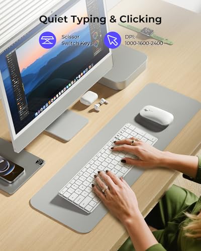 seenda SKM64-2 Bluetooth Keyboard and Mouse Combo for Mac, MacBook and iPad - color: White & Silver
