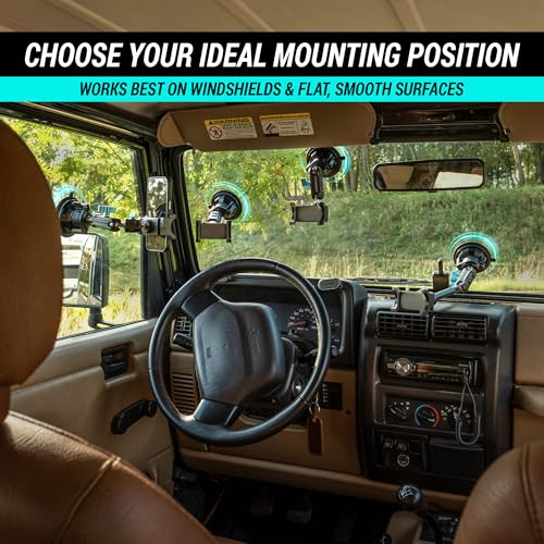CARMOUNT TitanX100 – Suction Cup Phone Mount for Car & Truck – Heavy Duty Metal Phone Holder, Windshield Phone Mount for iPhone, Android, GPS & All Devices - style: TitanX100