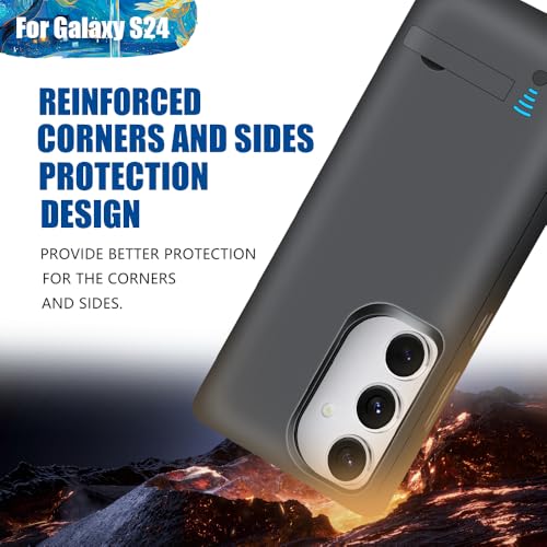 Sitong Upgraded Battery Case for Samsung Galaxy S24, 5000mAh Rechargeable Extended Battery Charging Charger Case, Add 100% Extra Juice, Not Compatible with S24+ or S24 Ultra (6.2 inch) Black