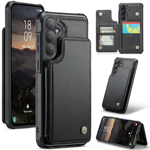 Kowauri for Samsung Galaxy S26 Case, PU Leather Wallet Case for Women Men with RFID Blocking Card Holder Slot Magnetic Closure Shockproof Protective Phone Cover for Samsung Galaxy S26 (Black) - color: Black