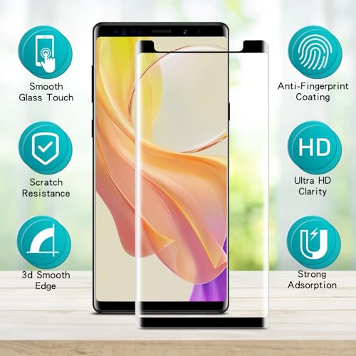 Slanku 2 Pack Tempered Glass for Samsung Galaxy Note 9 Screen Protector 3D