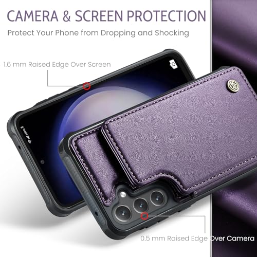 Kowauri for Samsung Galaxy S23 FE Case, PU Leather Wallet Case for Women Men with RFID Blocking Card Holder Slot Magnetic Closure Shockproof Protective Phone Cover for Samsung Galaxy S23 FE,Purple - color: Purple
