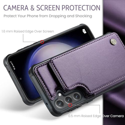 Kowauri for Samsung Galaxy S23 FE Case, PU Leather Wallet Case for Women Men with RFID Blocking Card Holder Slot Magnetic Closure Shockproof Protective Phone Cover for Samsung Galaxy S23 FE,Purple - color: Purple