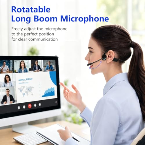 Open-Ear Headphones with Noise-Canceling Mic, Bone Conduction Headphones
