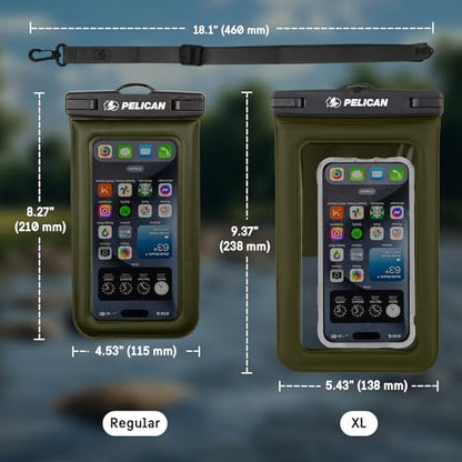 Pelican Marine Waterproof Phone Pouch (Regular) - Olive Green | Touchscreen IP68 Floating Waterproof Phone Case w/Detachable Lanyard - Fits All Phones - Beach Cruise Ship Travel Essentials - color: Olive Green - 1 Pack - Regular, size: Regular, style: 1 P
